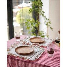 Kai Home 4lü Ham Keten Fırfır Detaylı Amerikan Servis/ Supla 40CM