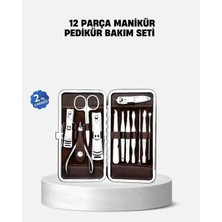 Valor Özel Deri Çantalı 12 Parça Manikür Pedikür Bakım Seti Paslanmaz Çelik