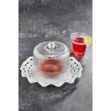 Renas Store Akrilik Barok Beyaz Renk Kek Fanus & Kek Saklama Kabı & Şık Sunum Organizeri 26 cm