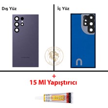 Arsking Samsung S24 Ultra Mor Arka Pil Kapağı Batarya Kapağı Lazer Kesim + B-7000 Yapıştırıcı