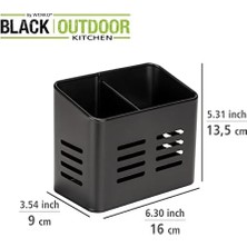 Bg Store Baco Çatal Bıçak Sepeti, Siyah Açık Hava Mutfak Sepeti, Çatal Bıçak Takımı Için Siyah Toz Kaplamalı Metalden Yapılmıştır, 16 x 13,5 x 9 cm