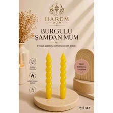 Harem Mum Sarı Burgulu Şamdan Mum 2'li Set