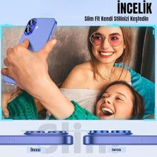Bg Store Madnova iPhone 16/16 Plus Için Kamera Koruyucu Alüminyum Alaşım Çerçeveli Tempered Glass iPhone Kamera Lens Koruyucu (Mavi)