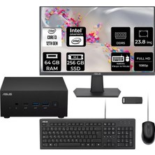 Asus Expertcenter PN64 Intel Core I3-1220P 64GB Ram 256GB SSD 23.8" Full Hd Monitör Freedos PN64-BB3012MDP531 Mini Masaüstü Bilgisayar + Per4 USB Bellek