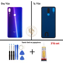 Arsking Xiaomi Redmi Note 7 Mor Arka Pil Kapağı Batarya Kapağı Lazer Kesim + Yapıştırıcı ve Vida Seti