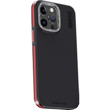 Renas Store Joko Apple Iphone 15 Pro Max Kılıf Aramid 600D Kevlar Karbon Fiber Magsafe Kapak - Kırmızı