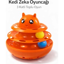Hacıyatmaz Kedi Oyuncağı 3 Katlı Toplu Zeka Oyuncağı 20X21 cm – Devrilmez Interaktif  Oyuncağı