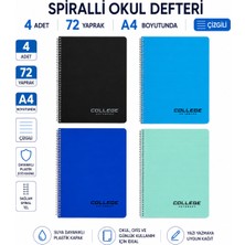Fly Color 4'lü Spiralli Okul Defteri A4 72 Yaprak Plastik Pp Kapak
