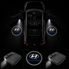 OtoÇizgi Hyundai Kapı Altı Logo Projektör LED Işığı 2\'li Set Pilli Kablosuz Kapı Karşılama Lambası