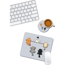Bg Store Yaramaz Kediler Mouse Pad ve Bardak Altlığı Set