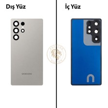 Arsking Samsung S25 Ultra Gümüş Arka Pil Kapağı Batarya Kapağı Lazer Kesim Back Cover