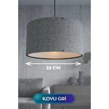 Uravas Store Koyu Gri Kumaş Başlıklı Sarkıt Avize 35 cm
