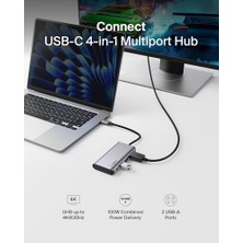 Bg Store USB C 4'ü 1 Arada Çok Bağlantı Noktalı Adaptör (4k Hdmı, Usb-C 100W Pd Geçişli Şarj ve Daha Fazlası Için 2 x USB A Bağlantı Noktası Ile)