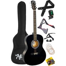 Hepta Collection Midex RG-550BK Pack Kaliteli Siyah 40 Inç Akustik Gitar Seti 4/4 Yetişkin