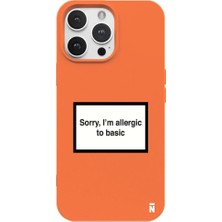 Casen iPhone 12 Pro Turuncu Lansman Renkli Silikon I'm Allergic Yazılı Kamera Korumalı Telefon Kılıf