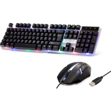Renas Store Kablolu Oyuncu Klavye Mouse Set LED Q Siyah H837Q