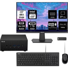 Asus Expertcenter PN64 Intel Core I3-1220P 24GB Ram 1tb SSD 27" Full Hd Monitör Freedos PN64-BB3012MDP713 Mini Masaüstü Bilgisayar + Per4 USB Bellek