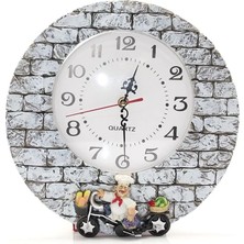 Renas Store Duvara Asmalı Aşcı Tasarımlı Polyester Saat ALK1542