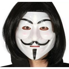 Renas Store Siyah Renk Takma Kısa Saç ve V For Vendetta Maskesi Anonymous Maskesi