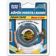 Boss BT-01016 Tape Montaj Bandı Çift Taraflı Köpük Beyaz 15 kg 19 mm x 2m