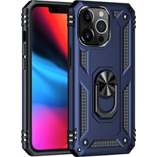 Kap Kaç iPhone 14 Pro Kılıf Sofya Yüzüklü Silikon Kapak - Lacivert