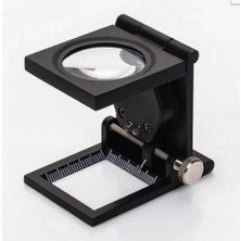 Renas Store 28X28 mm Katlanır Sayaçlı Metal Lüp 2 LED Işıklı Büyüteç Tekstil TH-9005A
