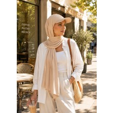 Wearflawless Siperli Sandy Şal, Hazır Pratik Tesettür Şal, Şapkalı Şal