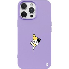 Casen iPhone 13 Pro Max Lila Lansman Renkli Silikon Cat Lover Kedi Tasarımlı Kılıf