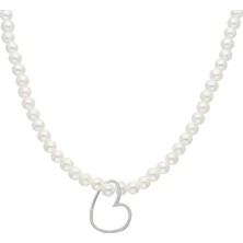 Eva Pırlanta Incili Kalp Kolye 718015 Silver