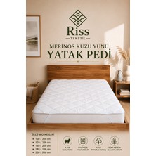 Riss Tekstil %100 Merinos Kuzu Yünü Yatak Pedi, Yatak Koruyucu, Yatak Alezi
