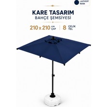 Düvenci Toptan Alubrella 210X210 Lacivert Kare 8 Çelik Tel Bahçe Şemsiyesi Bidonlu