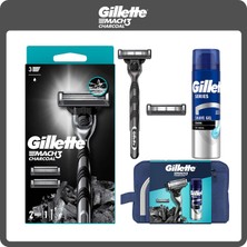 Gillette Mach3 Charcoal 2Up + Charcoal Series Jel 200ML + Çanta
