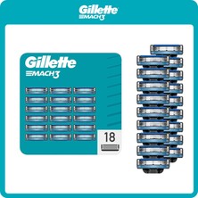 Gillette Mach3 18'li Yedek Tıraş Bıçağı Karton Paket Erkekler İçin Paslanmaz Çelik Hassas Kesim