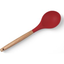 Hepta Collection Deconox Bambu Saplı Silikon Servis Kaşığı, Bambu Uzun Silikon Servi Kaşığı 28CM 3 Renk Seçenekli, Ye