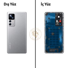 Arsking Xiaomi Mi 12T Pro Lensli Gümüş Arka Pil Kapağı Batarya Kapağı Lazer Kesim Back Cover