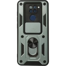 Renas Store Xiaomi Redmi Note 9 Kılıf Pars Lens Yüzüklü Silikon - Yeşil