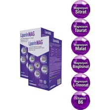 2 Kutu Liporinmag Magnezyum Complex (Sitrat, Malat, Bisglisinat, Taurat, L-Treonat) B6 200 Mg