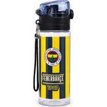 Fenerbahçe Lisanslı Pipetli Plastik Matara - Çubuklu Desenli Kilitli Kapak Su Matarası 500 ml
