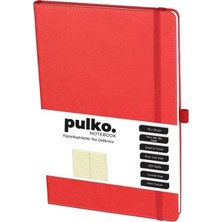 Bg Store Pulko Notebook Not Defteri, 16X24CM, Termo Deri, 224 Sayfa, Çizgili, 041, Kırmızı