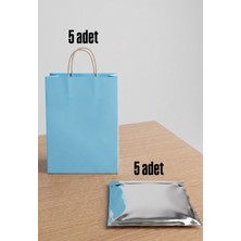 e ERTA 25X31 cm 5 Adet Mavi Kraft ÇANTA,25X35 cm 5 Adet Gri Renkli Metalize Hediye Poşeti