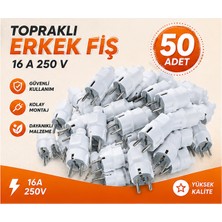 Topraklı Erkek Fiş 16A 250V 50 Adet