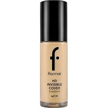 Renas Store Flormar Invisible Cover Hd Hafif Yapılı &amp; Yarı Parlak Bitişli SPF30 Fondöten 060 Ivory