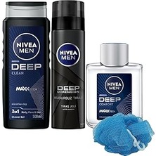 Renas Store Men Erkek Deep Dimension Duş Jeli 500ML, Tıraş Jeli 200ML ve Tıraş Sonrası Losyon 100ML, Lif Hediye