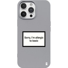 Casen iPhone 12 Pro Gri Lansman Renkli Silikon I'm Allergic Yazılı Kamera Korumalı Telefon Kılıf
