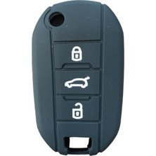 TeknoKapsül Peugeot 301 308  Anahtar Uyumlu Silikon Oto Anahtar Kumanda Kabı Kılıf Siyah
