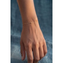 Papatya Silver Orjinal 14 Ayar Sertifikalı Altın Minimalist Dorika Kadın Altın Bileklik