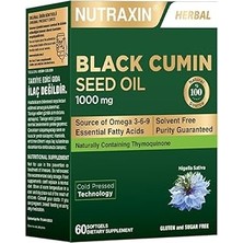 Renas Store Nutraxin Black Cumin Seed Oil – Soğuk Sıkım Çörek Otu Yağı, 1000 Mg, 60 Yumuşak Kapsül – Helal Sertifikalı Takviye Edici Gıda