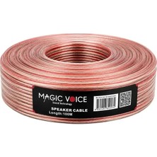 Belirtilmemiş Magicvoice MV-29556 2X0.50MM Şeffaf Kırmızı Çizgili 100 Metre Cca Hoparlör Kablosu
