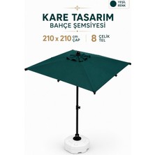 Düvenci Toptan Alubrella Yeşil 210X210 Kare 8 Çelik Tel Bahçe Şemsiyesi Bidonlu