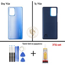 Arsking Xiaomi Mi 11T Pro Göksel Mavi Arka Pil Kapağı Batarya Kapağı Lazer Kesim + Yapıştırıcı ve Vida Seti